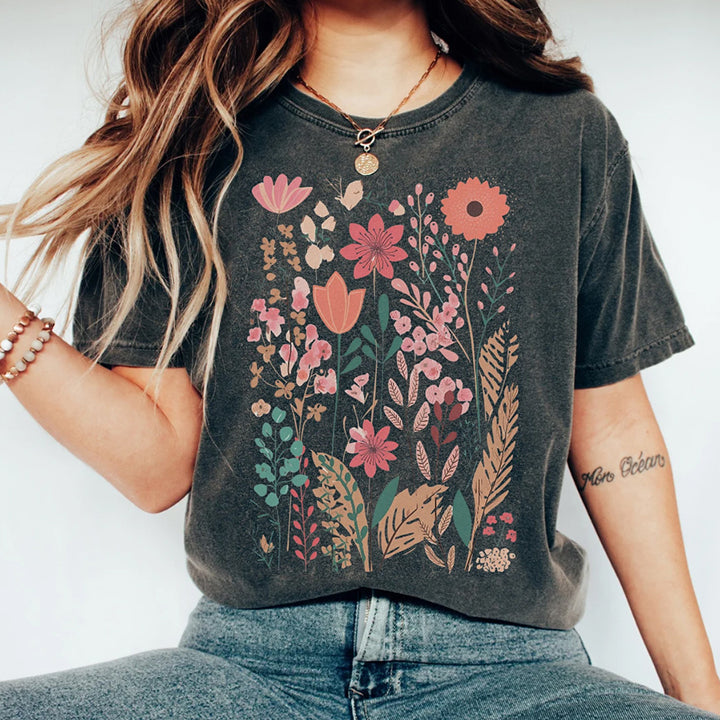 Vintage pressed flower t-shirt