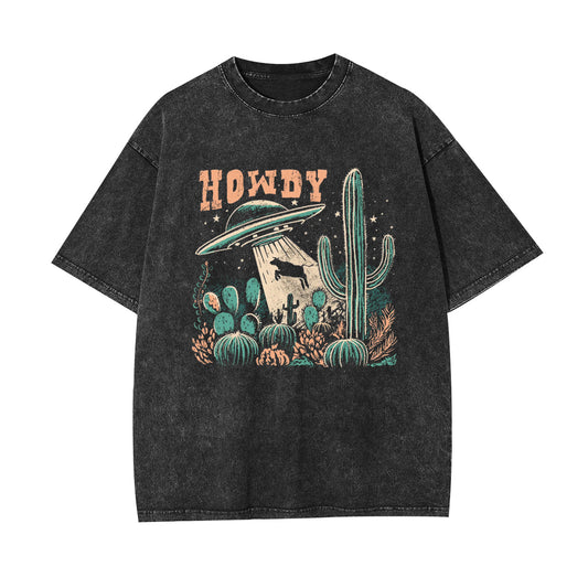 Howdy，Cow Abduction Garment-dye Tees