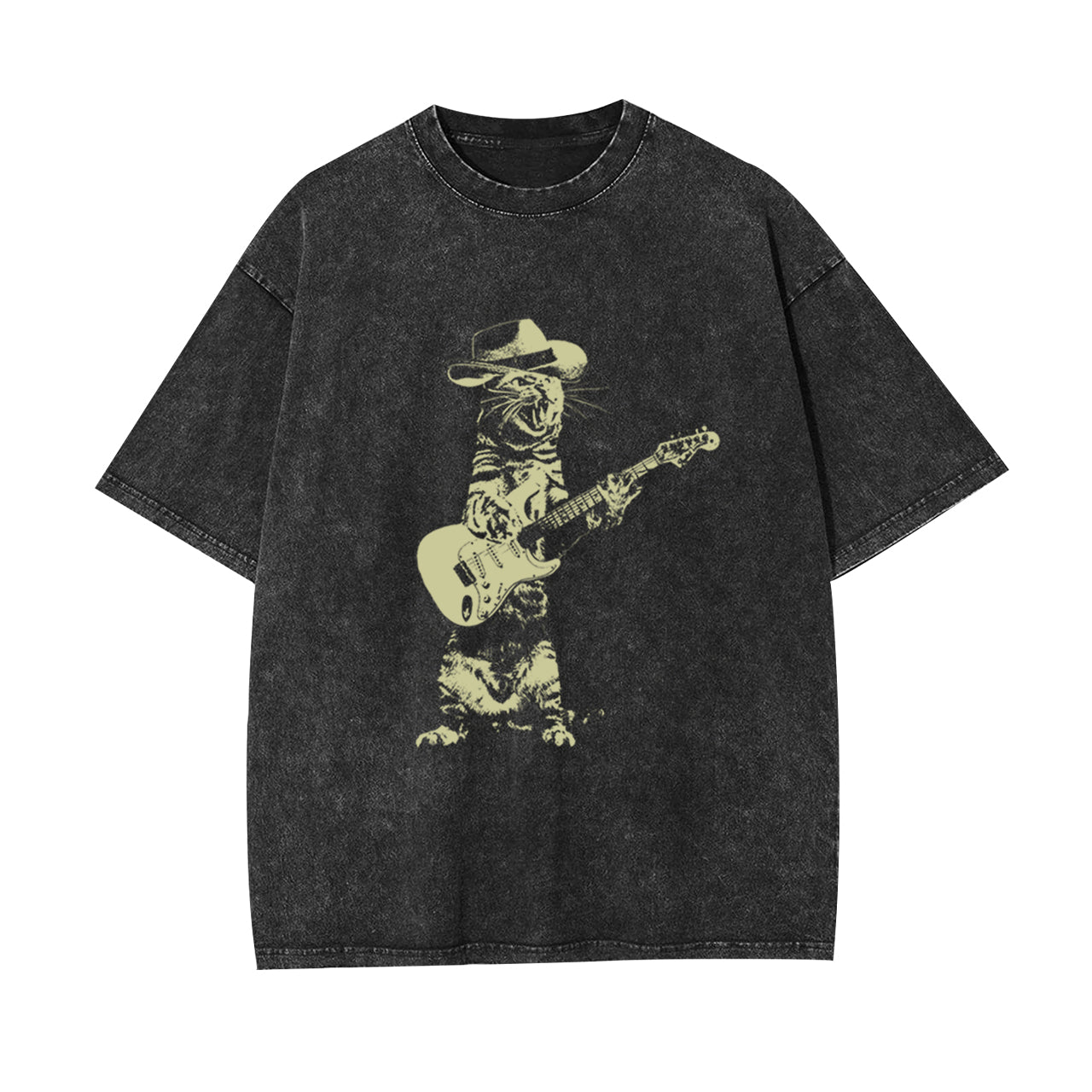 Cat Playing Guitar Garment-dye Tees