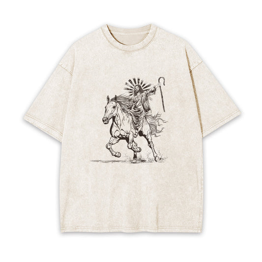 Jesus Riding Horse Garment-dye Tees