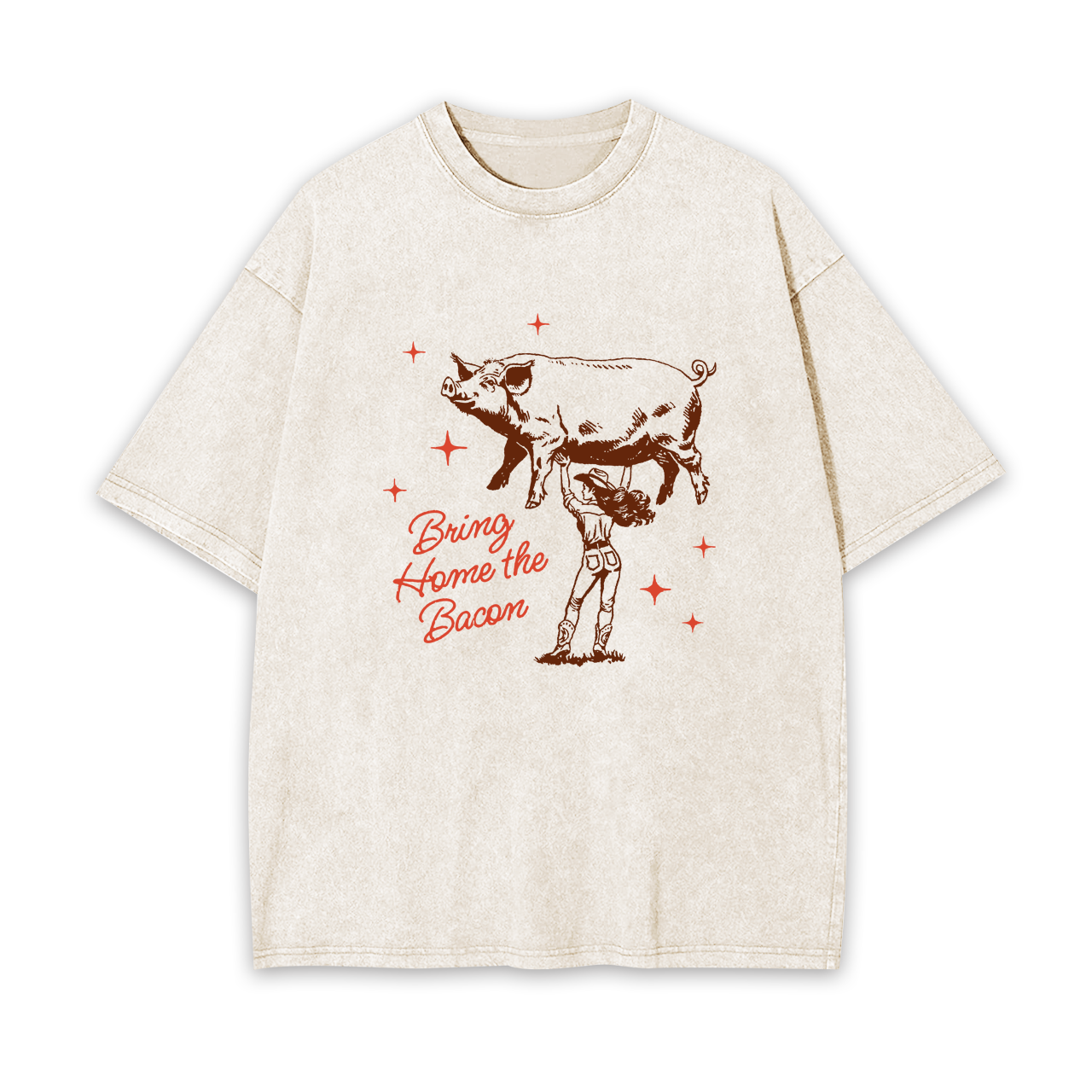 Retro Cowgirl Bring Home the Bacon Garment-dye Tees