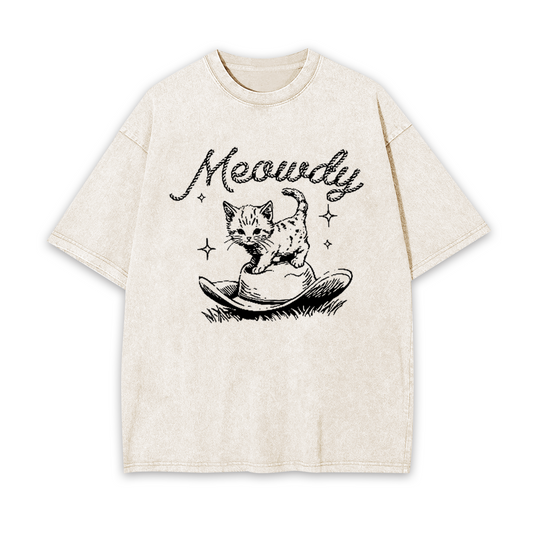 Meowdy Cute Kitten Cat Garment-dye Tees