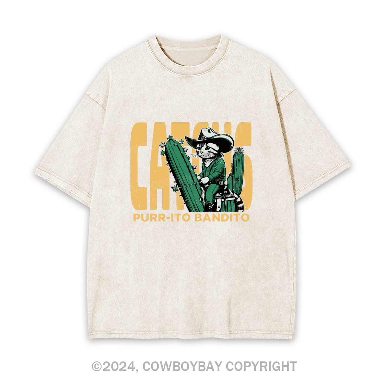 Cowboy Cat With Funny Cactus Garment-dye Tees