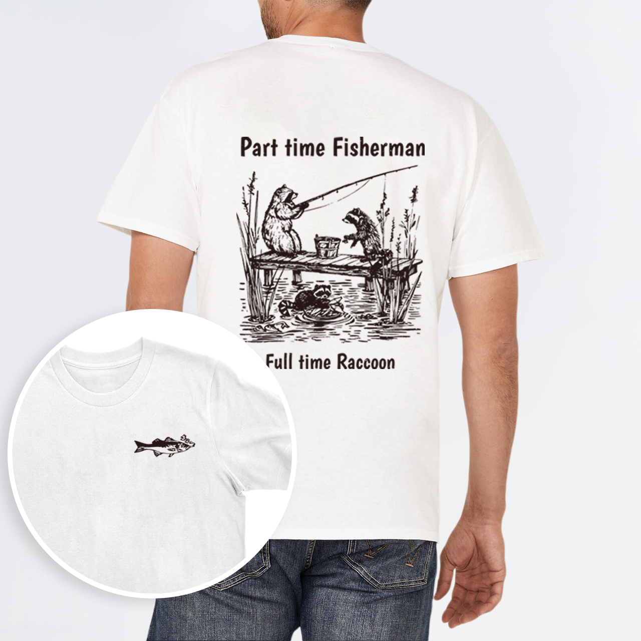 Fisherman Raccoon T-Shirts