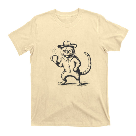 Coffee Addict Funny Cat T-Shirts