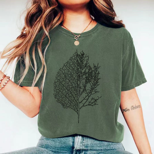 Leaf & Tree Forest Print T-Shirt