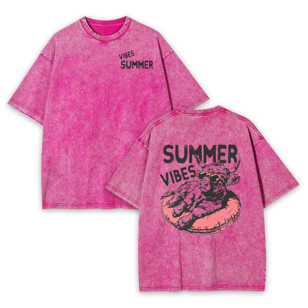 Summer Vibes With Highland Cow Garment-dye Tees