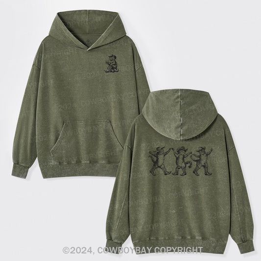 Bar Cowboy Cat Garment-Dye Hoodies