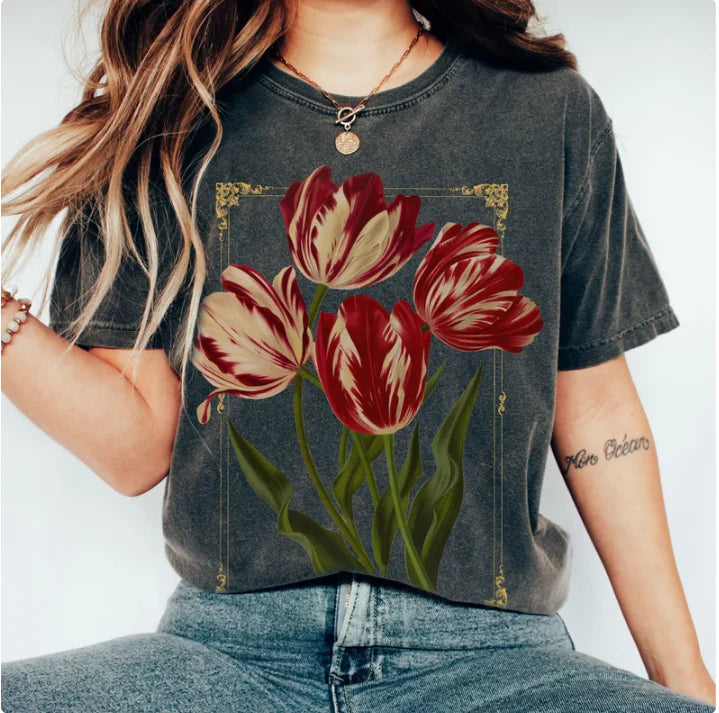 Flowers Dark Botanical T-Shirt