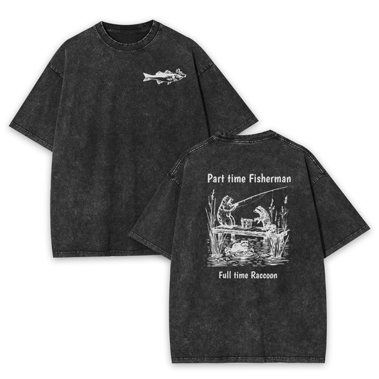 Fisherman Raccoon Garment-dye Tees