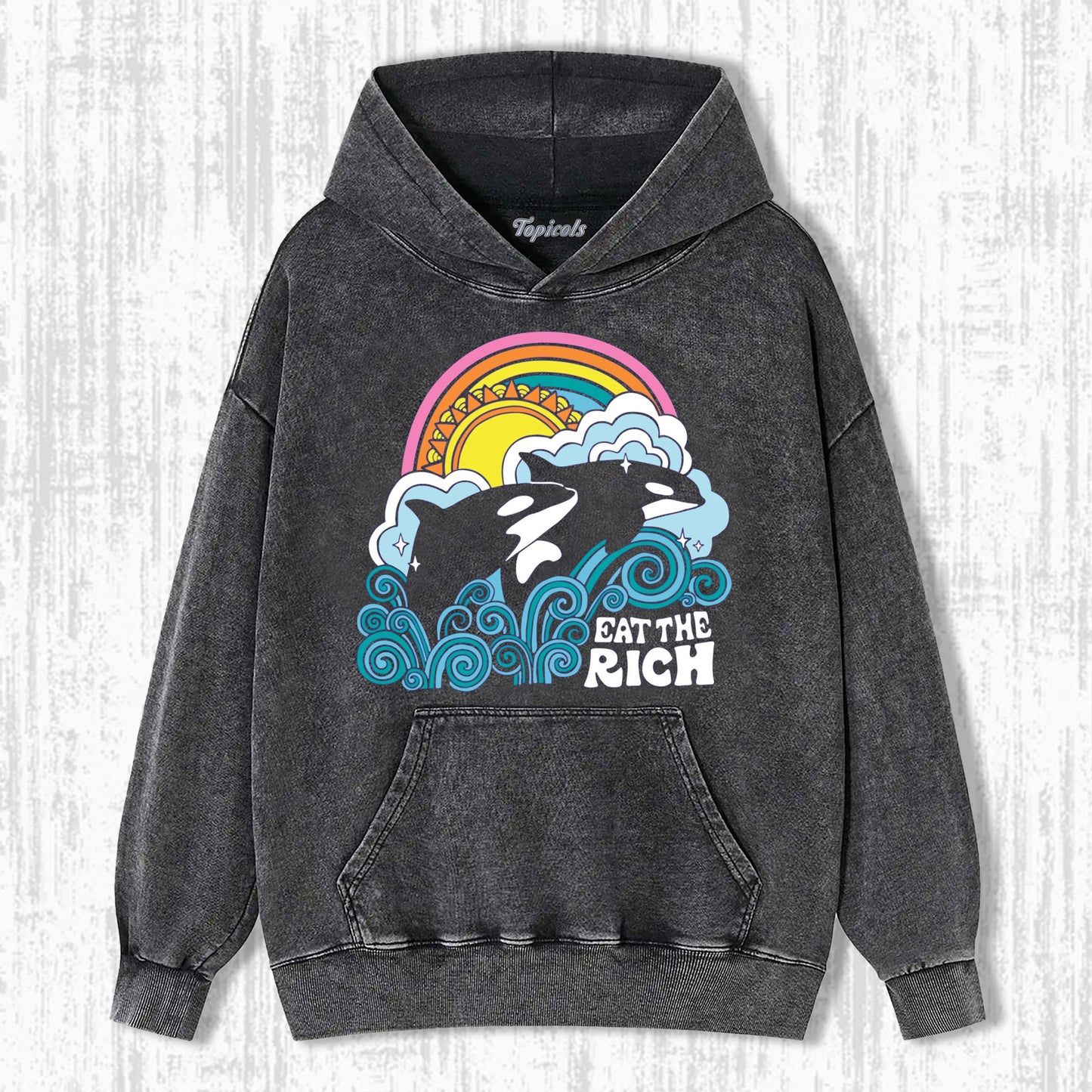 EAT THE RICH ORCA WHALES HOODIE