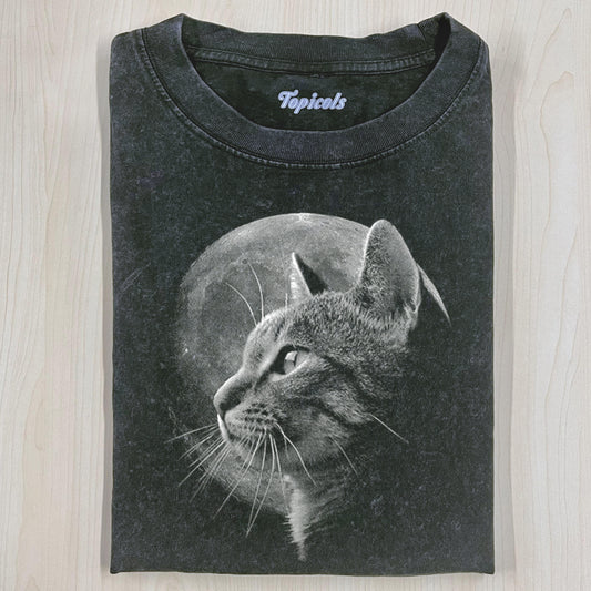 FUNNY CAT IN MOONLIGHT T-SHIRT