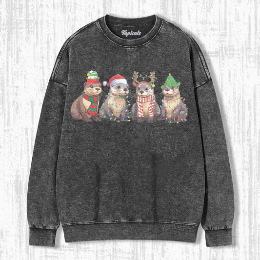 OTTERS CHRISTMAS LIGHTS  SWEATSHIRTS