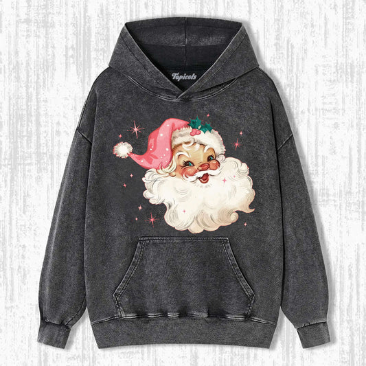 PINK SANTA RETRO CHRISTMAS HOODIE 