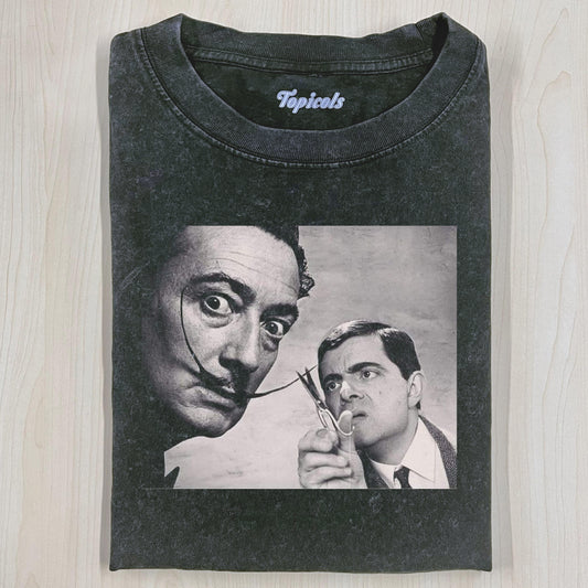 SALVADOR DALI AND HAIRDRESSER MR.BEAN T-SHIRT