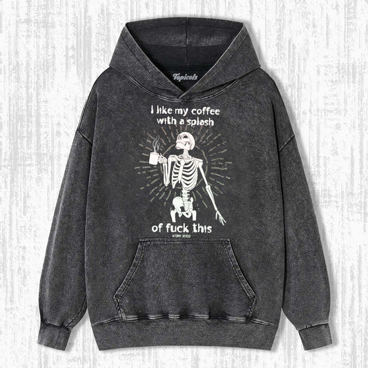 SKELETON DRINKING COFFEE HOODIE