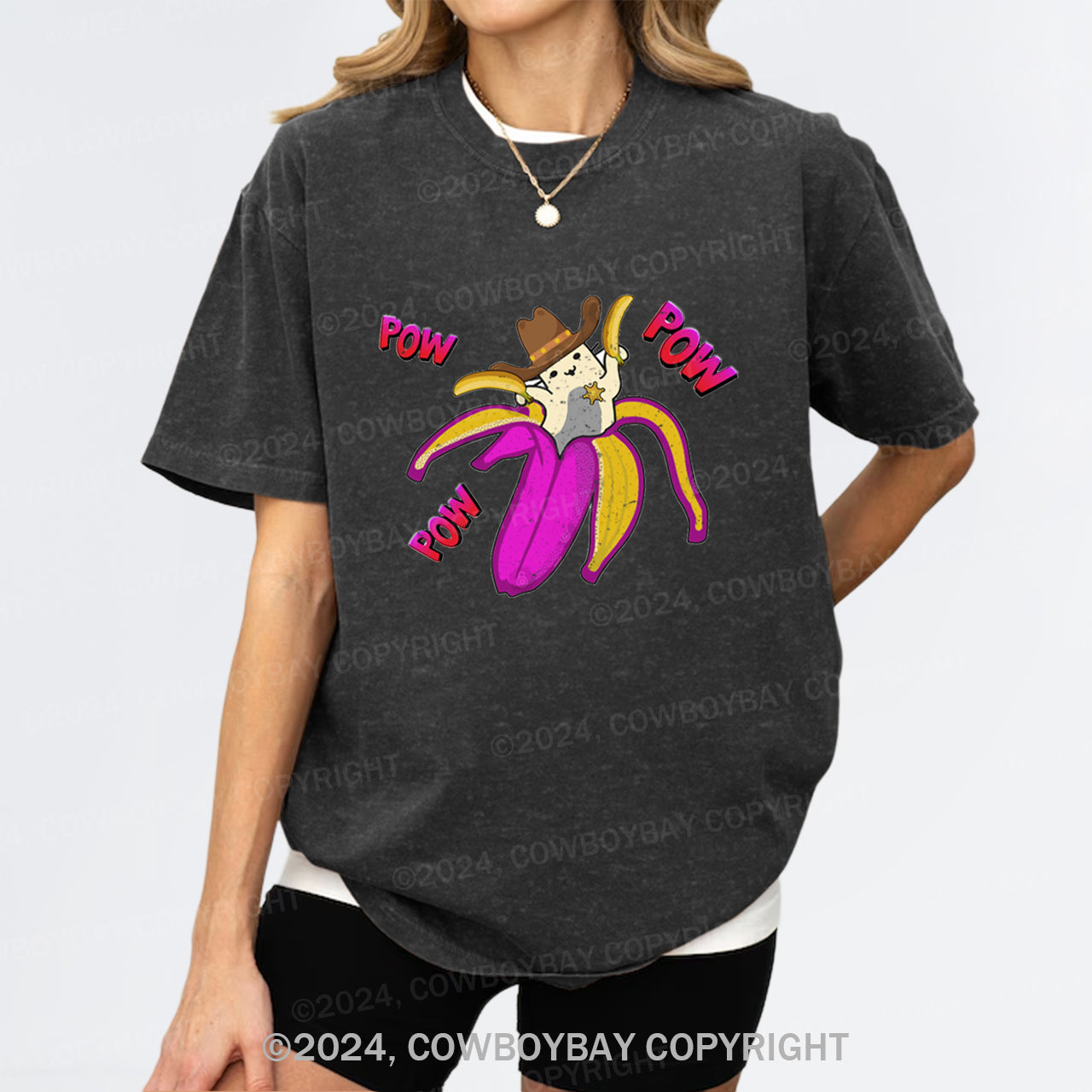 Banana Cat Cowboy Sheriff Garment-dye Tees