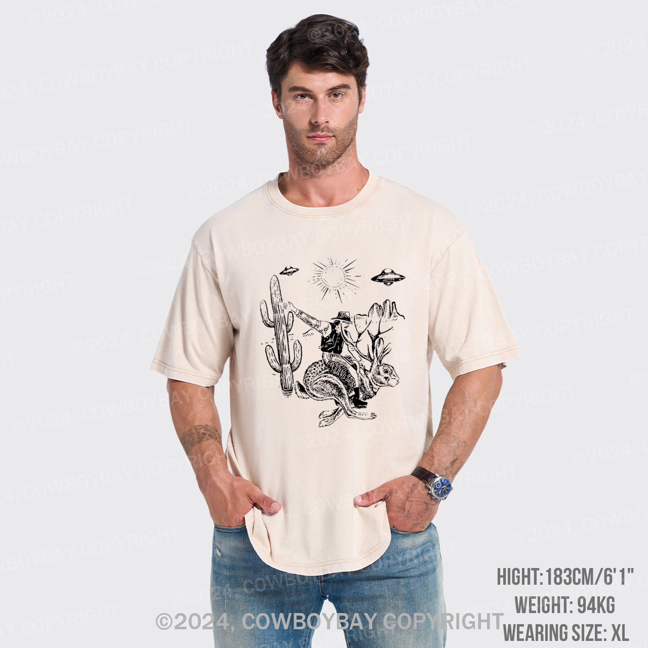 Cowboy Riding Jackalope Garment-dye Tees